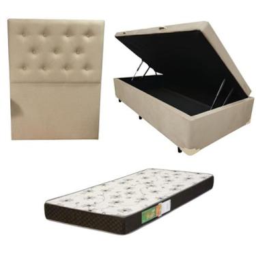 Imagem de Cama Box Baú Solteiro Blindada com Colchão Solteiro Espuma D20 12cm  K
