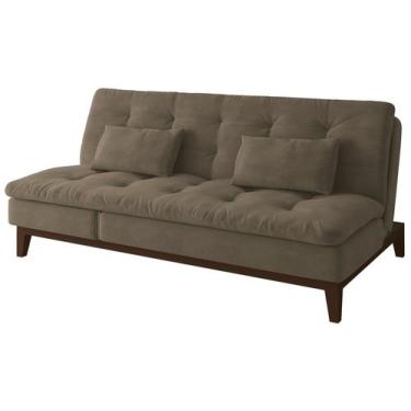 Imagem de Sofá-cama 3 Lugares Reclinável Suede Linoforte Jade, Bege, 3 lugares