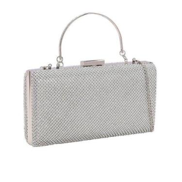 Imagem de Bolsa Clutch Festa Feminina Strass Alça Chenson 3182602, Prata