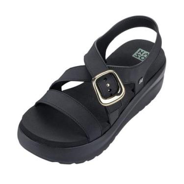 Imagem de Sandalia Feminina Plataforma Média Confortavel Zaxy Flow Up, Preto, 38