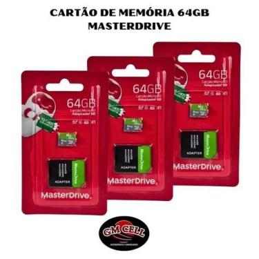 Imagem de Kit com 3 Cartão de memória SD Original Master Drive 64GB Com Adaptado