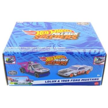 Imagem de Kit com 2 Carrinhos Miniaturas Hot Wheels Pullback Speeders  Metal Mat