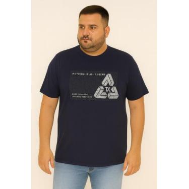 Imagem de Camiseta Plus Size Thoux 100% Algodão  Estampa Pinos  Masculina, Preto