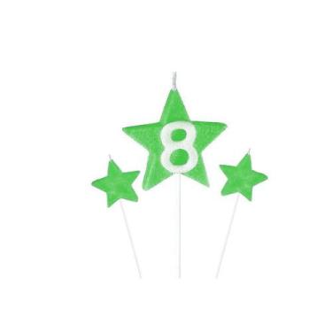 Imagem de Vela de Aniversário New Star Verde - Número 8 - Curifest