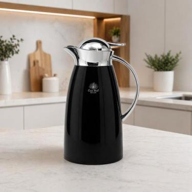 Imagem de Garrafa Térmica Cromada 1 Litro Com Tampa Alavanca Para Café Chá - Pre