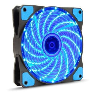 Imagem de Cooler Fan Gamer Led Azul 120mm 12cm Ventoinha Gamer Azul Led Molex CP