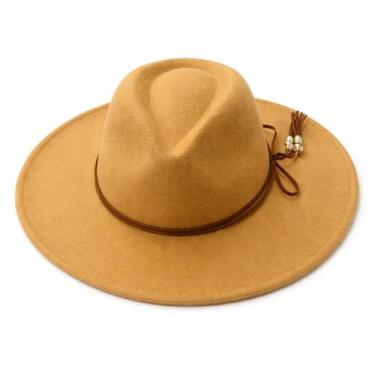 Imagem de Chapéu Fedora Unissex em Feltro Aba Média com Cordão Decorativo Estilo