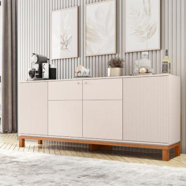 Imagem de Buffet Mondrian 4 Portas 2 Prateleiras MDF Off White para Sala de Jantar Caemmun Móveis