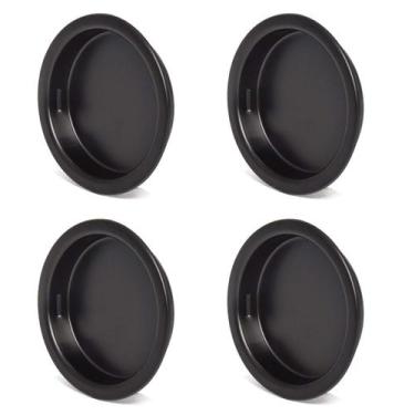 Imagem de Puxador de dedo para porta de armário HOMOTEK, kit com 4, preto, furo 