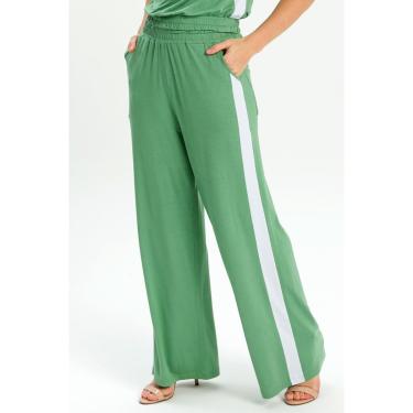 Imagem de Calça pantalona de malha verde G-Feminino