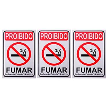 Imagem de Combo 3 Placas De Sinalização Proibido Fumar 20X30- PS23 F5e