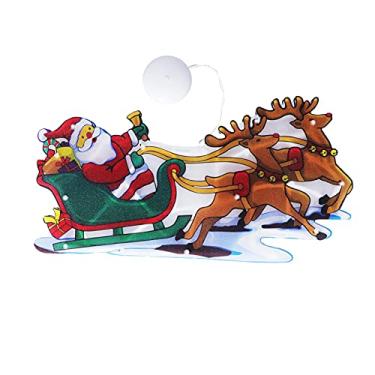 Imagem de Garosa LED Decoração de Natal trenó Papai Padrão Janela Pendurada Lâmpada Alimentado por Bateria com Ventosa Decoração Festival Trenó Papai Cena de Atmosfera de Natal, Iluminação Interna