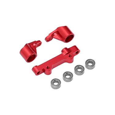 Imagem de Conjunto de montagem de grupo de direção de liga de alumínio, conjunto de montagem de grupo de direção acessórios de veículo RC peças de carro portáteis para LOSI 1/18 Mini T 2.0 2WD (vermelho)