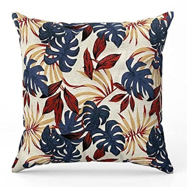 Imagem de Kit 3 Capas De Almofada 60x60 Decorativa Folhagem Terracota