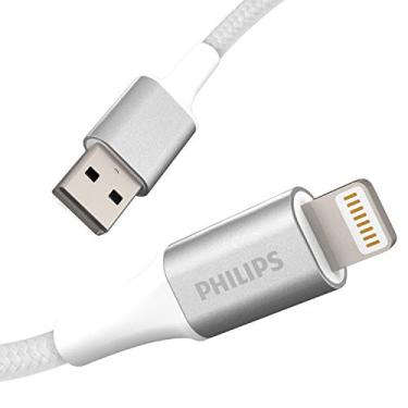 Imagem de Cabo de carregamento Philips Elite USB-A para Lightning, cabo de 1,8 m, para iPhone 12/11/Pro/Max/XS/XR/X/8, iPad, iPad Mini, iPad Air, branco, trançado, DLC6206V/37