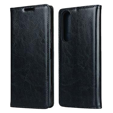 Imagem de Capa de caso flip Caso de carteira Flip para Sony Xperia 1 II. Caso, capa de couro genuíno Tpu. Bumper com suporte de cartão Kickstand escondido adsorção magnética à prova de choque carteira de couro