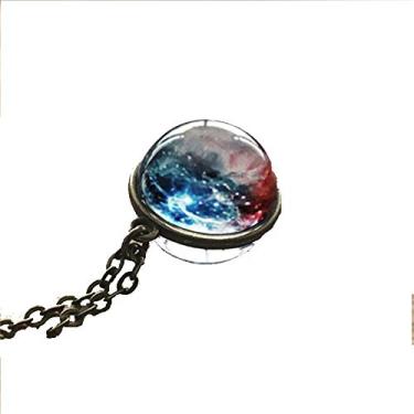 Imagem de LIANGLI Colar com pingente de bola de vidro dupla face, pingente de pedra do tempo, universo, colar de estrela personalizado feito à mão, Vidro