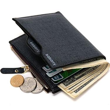 Imagem de Carteira masculina de negócios moderna com zíper para moedas, bolsos para cartões de crédito, 12 cm, azul