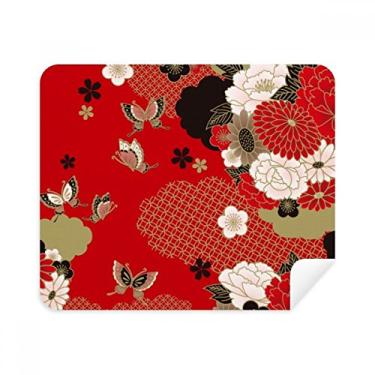 Imagem de Borboleta Flower Red Sakura Pano de limpeza Limpador de tela 2 peças Tecido de camurça