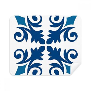 Imagem de Pano de limpeza Marrocos decorativo floral azul pano de limpeza 2 peças tecido de camurça