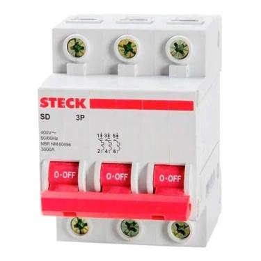 Imagem de Disjuntor Din Steck 3Ka Trifasico Tripolar Curva C 63A Sdd63c63