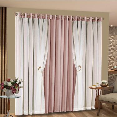 Imagem de Cortina Bariloche Rosê 2,60m x 1,70m altura - Varão até 2m