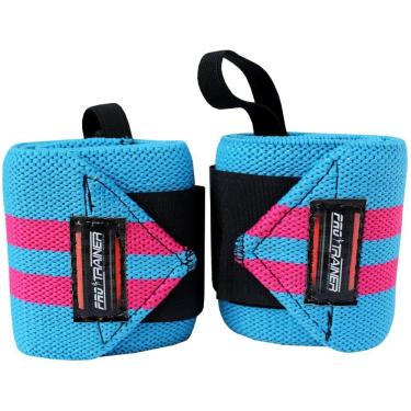 Imagem de Munhequeira Profissional Crossfit rosa com azul