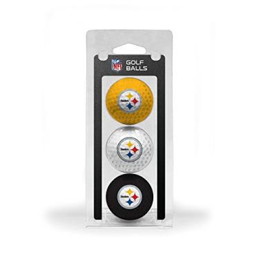 Imagem de Team Golf Bolas de golfe NFL Pittsburgh Steelers tamanho regulamentado, pacote com 3, impressão colorida e durável do time