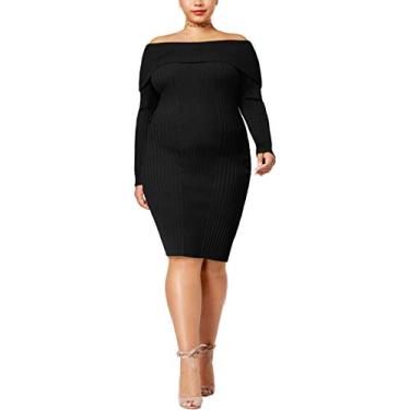 Imagem de Say What? Womens Bodycon Sweater Dress, Black, 1X