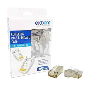 Imagem de Conector RJ45 CAT6 Blindado em Metal 8P8C Suporta Gigabit Ethernet Cx c/ 100 Un. Exbom RJ45C6M100