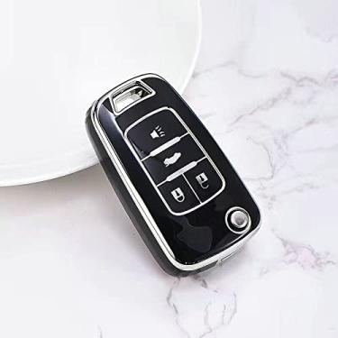 Imagem de KRUPTI Capa de caixa de chave remota do carro TPU, apto para Buick Chevrolet Cruze Aveo Trax Opel Astra Corsa Meriva Zafira Antara J,4 botão preto