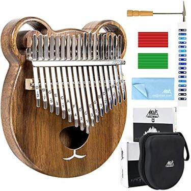 Imagem de Piano de polegar, AKLOT Bear Kalimba, madeira maciça, 17 teclas, kits de partida de piano de dedo com capa protetora, martelo de afinação, pano de limpeza de folheto de estudo