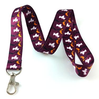 Imagem de Chaveiro de crachá de Halloween Ghost & Bats com cordão impresso