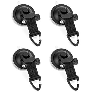 Imagem de QWORK Ventosas de amarrar para acampamento de carro resistente, 4 peças de lona de acampamento forte potência com ganchos de fixação