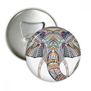 Imagem de Abridor de garrafas de ímã de geladeira com design de elefante colorido estilo mosaico emblema multifuncional
