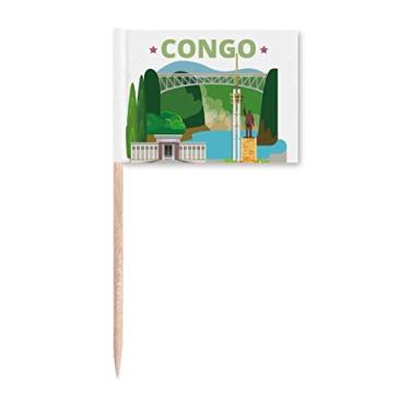 Imagem de Estátua da cidade do Congo, palito, bandeiras, marcadores, decoração de festa