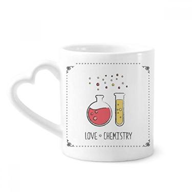 Imagem de Garrafa de fundo redondo tubo de ensaio caneca química café cerâmica copo de coração de vidro