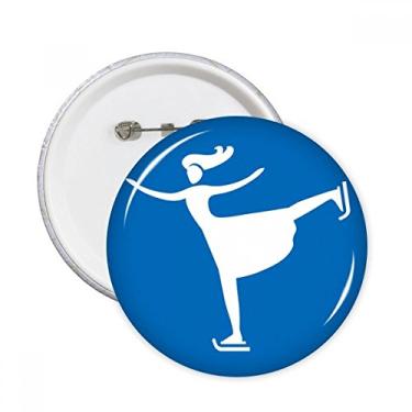 Imagem de Esqui inverno esporte contorno azul pinos redondos crachá botão emblema decoração acessório 5 peças