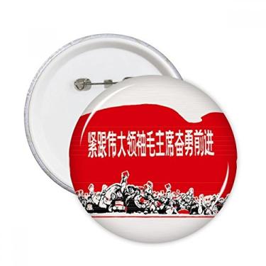 Imagem de Broche redondo vermelho com bandeira do livro soldado tambor vermelho pinos crachá botão decoração acessório 5 peças