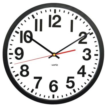 Imagem de Relógio de parede comercial contemporâneo com moldura e movimento de quartzo, 33 cm, preto Tempus TC6236RF