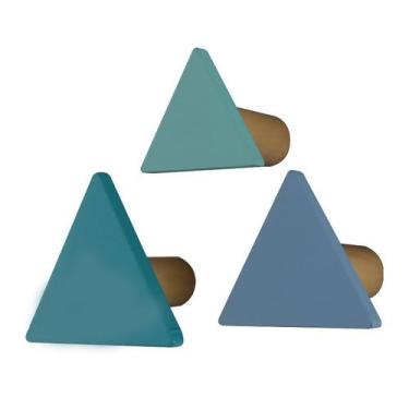 Imagem de 3 Ganchos Cabides Triangular De Madeira Para Parede - Mai Home