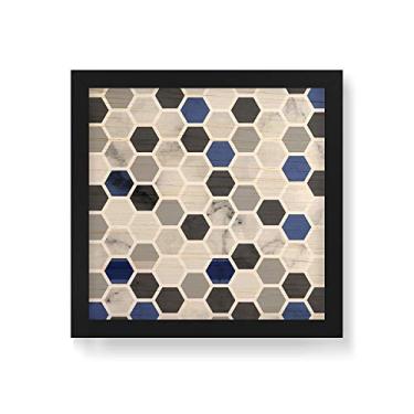Imagem de Arte Maníacos Quadro Decorativo em Madeira Favo Azul - 30x30cm (Moldura caixa em laca preta)