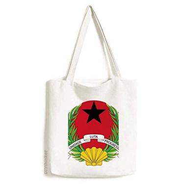 Imagem de Bolsa de lona com emblema nacional Guiné-Bissau bolsa de compras casual bolsa de mão