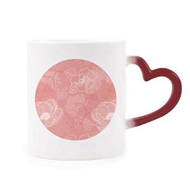 Imagem de Caneca de flor com estampa de peônia sensível ao calor vermelha que muda de cor