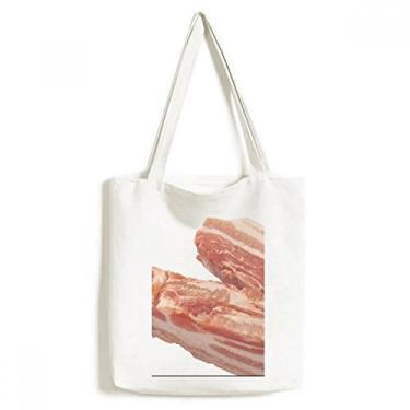 Imagem de Bolsa de lona com textura de carne crua de porco gordo, bolsa de compras casual