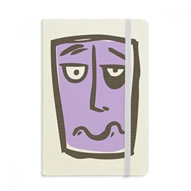 Imagem de Caderno com desenho abstrato sorridente e capa dura em tecido oficial diário clássico