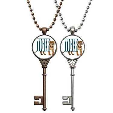Imagem de OFFbb-USA Gatos Tigers Feroz Art Deco Presente Fashion Chaveiro Pingente Joias Decoração Casal