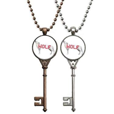 Imagem de OFFbb-USA Lobo branco uivado em pé art deco, presente, chaveiro, pingente, joias, decoração de casal