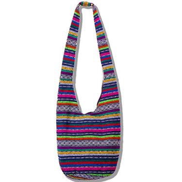 Imagem de Bolsa tiracolo hippie tailandesa com zíper superior Hobo Sling Bag Handmade Hipster Messenger Bag, Queen-026-935, One Size, Exclusivo