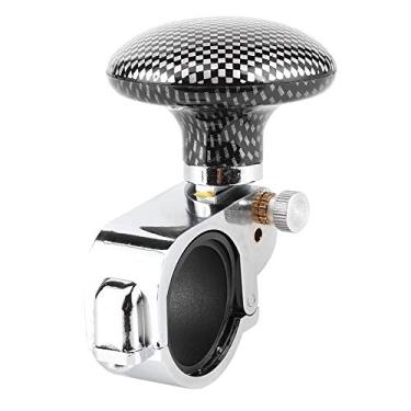 Imagem de Puxador de volante de caminhão, botão de direção barco volante giratório braçadeira acessório universal para veículo automotivo (fibra de carbono)
